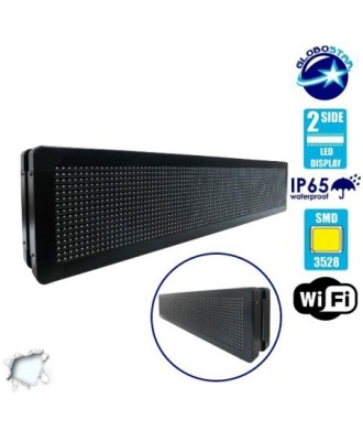 GLOBOSTAR® DISPLAY 90300 Κυλιόμενη Ψηφιακή Επιγραφή P10 Διπλής Όψης LED AC 220-240V Αδιάβροχο IP65 Ψυχρό Λευκό 6000K - WiFi Control μέσω FK APP - Αισθητήρας Θερμοκρασίας & Υγρασίας - Μ104 x Π12 x Υ20cm - 2 Χρόνια Εγγύηση